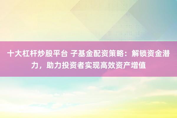 十大杠杆炒股平台 子基金配资策略：解锁资金潜力，助力投资者实现高效资产增值