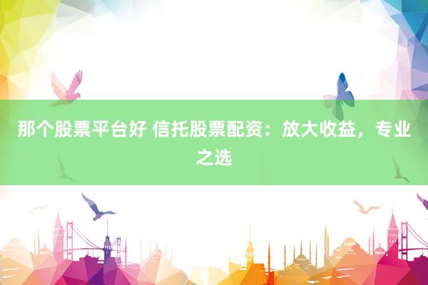 那个股票平台好 信托股票配资：放大收益，专业之选