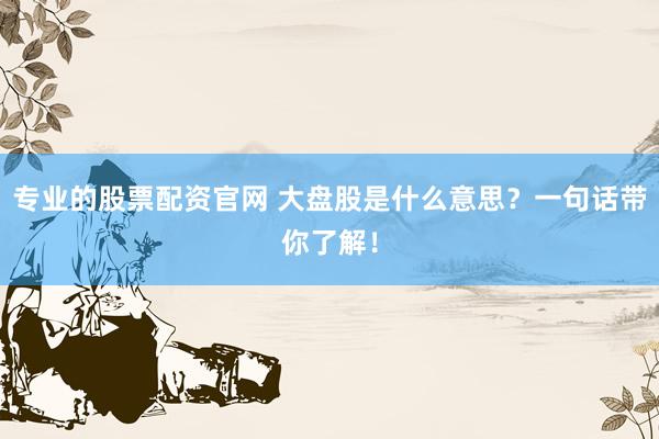 专业的股票配资官网 大盘股是什么意思？一句话带你了解！