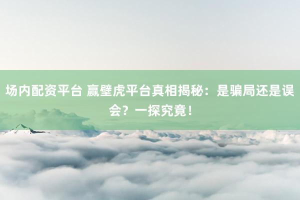 场内配资平台 赢壁虎平台真相揭秘：是骗局还是误会？一探究竟！