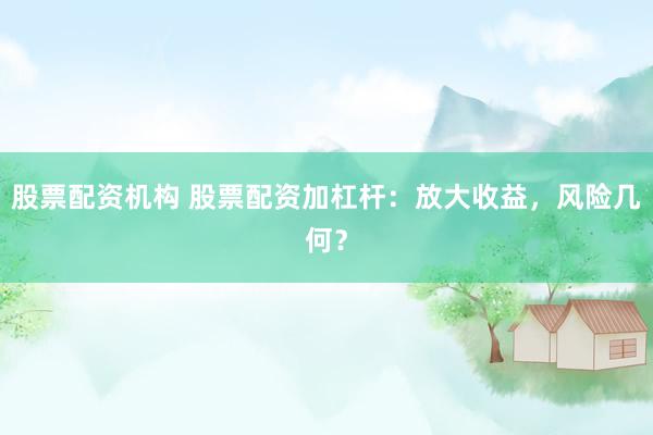 股票配资机构 股票配资加杠杆：放大收益，风险几何？