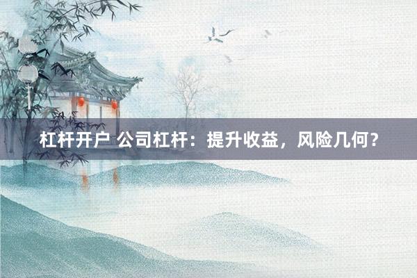 杠杆开户 公司杠杆：提升收益，风险几何？