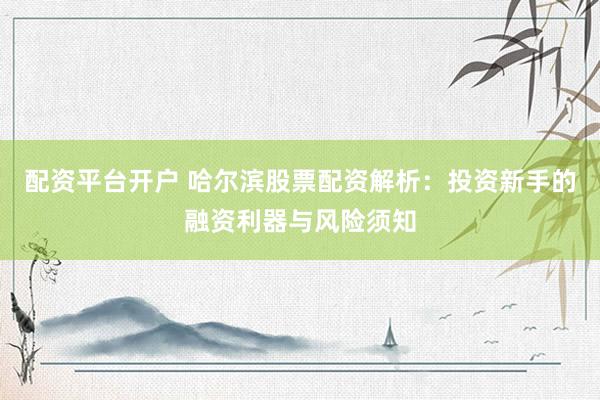 配资平台开户 哈尔滨股票配资解析：投资新手的融资利器与风险须知