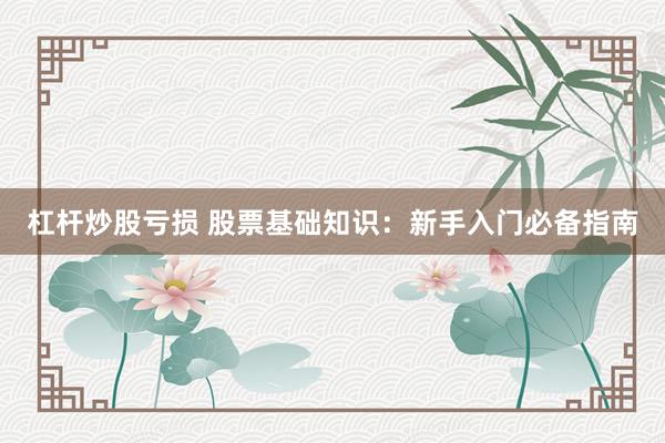 杠杆炒股亏损 股票基础知识：新手入门必备指南