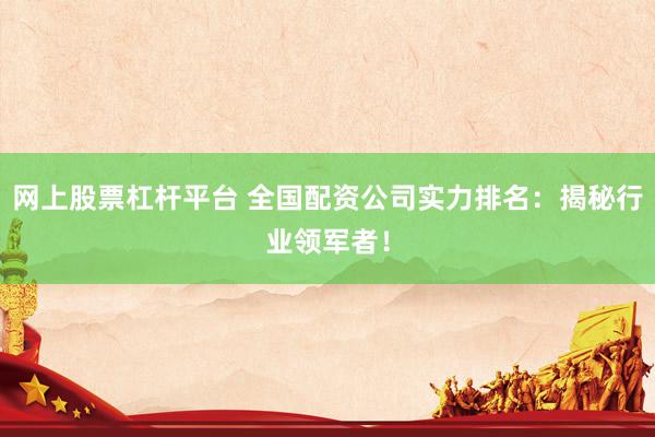 网上股票杠杆平台 全国配资公司实力排名：揭秘行业领军者！