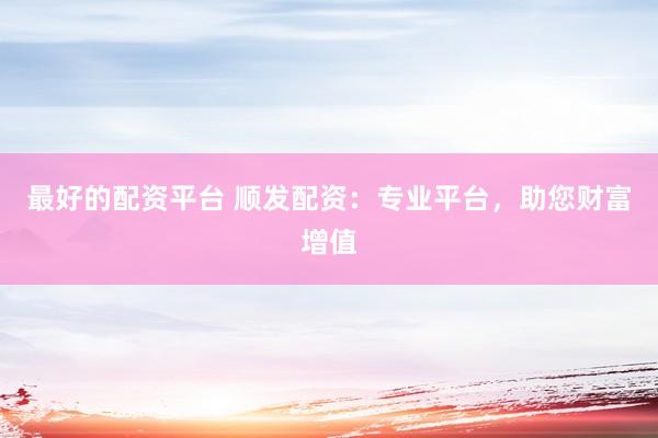 最好的配资平台 顺发配资：专业平台，助您财富增值