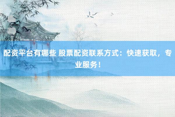 配资平台有哪些 股票配资联系方式：快速获取，专业服务！