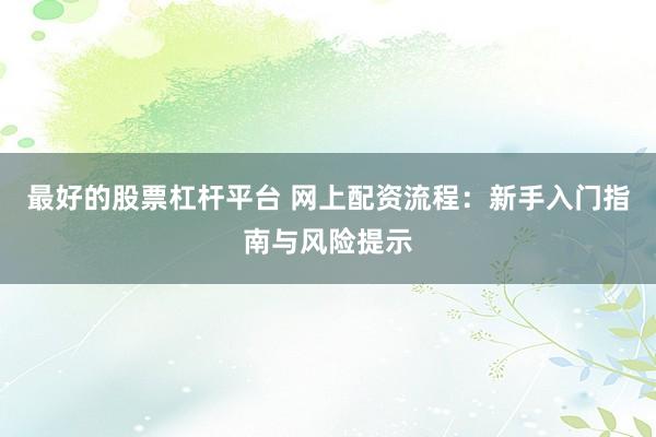 最好的股票杠杆平台 网上配资流程:新手入门指南与风险提示