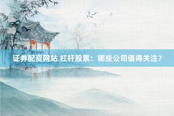证券配资网站 杠杆股票:哪些公司值得关注?